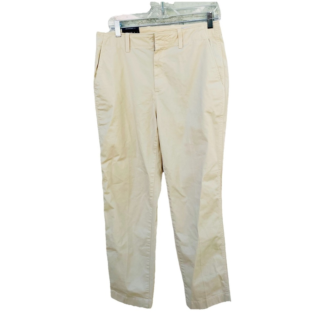 GAP Downtown‎ Khaki Mid Rise Stretch Pants Beige 10 Straight Leg Cotton Chino